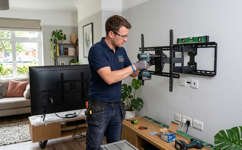 Professional TV wall mounting services in Newcastle - cable management and secure installation